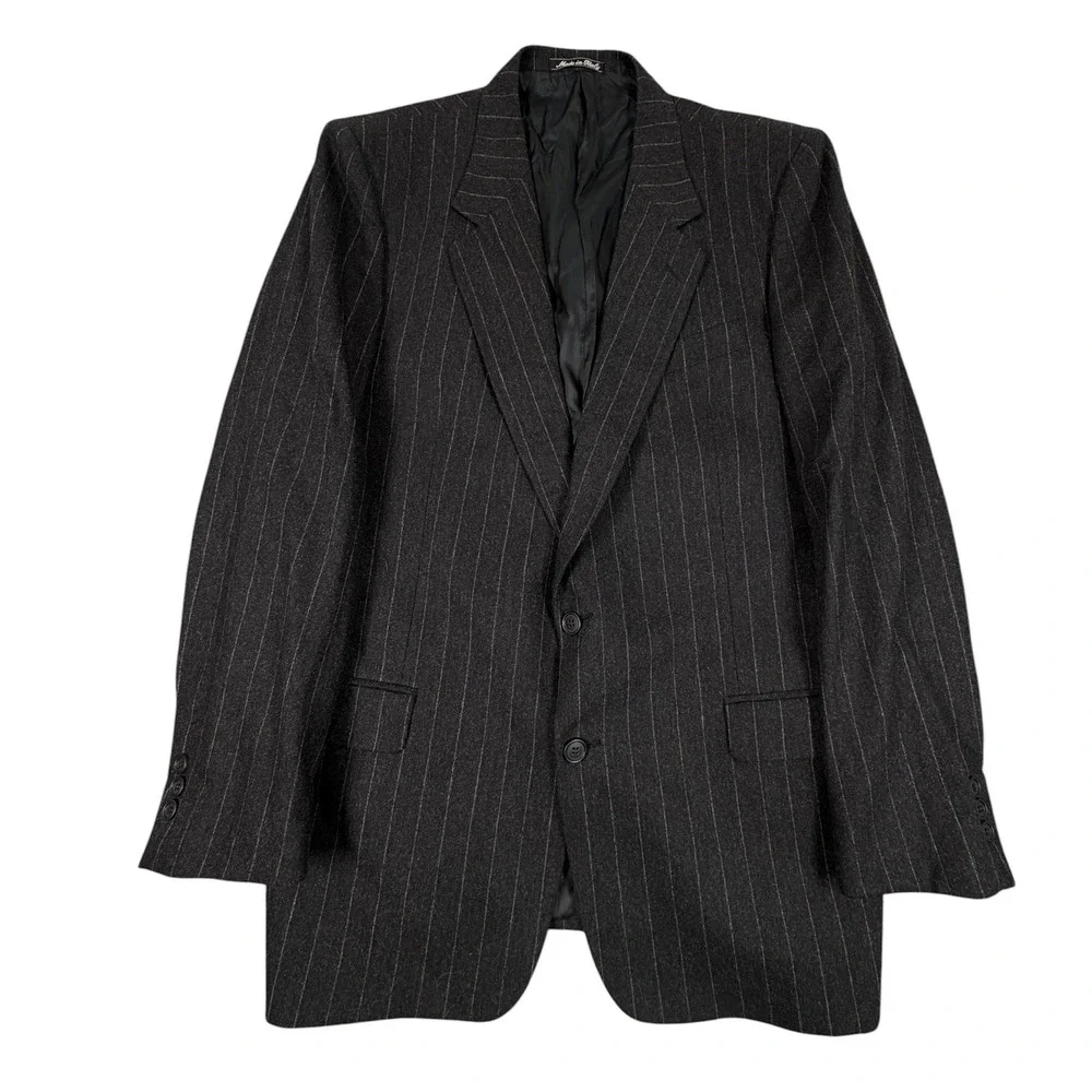 Valentino Uomo Suit Jacket Men Size 42R Charcoal Pinstripe Made in Italy Wool